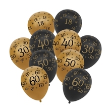 Balões de látex infláveis, balões de látex com 18, 30, 40, 50 e 60 números, para decoração de feliz aniversário de casamento, bola de ar preta, globos com 10 peças 2024 - compre barato