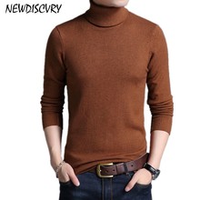 NEWDISCVRY Winter Thick Warm Sweater Men 2018 Turtleneck Slim Men's Knitted Pullover Cotton Man Knitwear Solid Male Pull Homme 2024 - buy cheap
