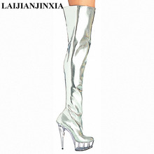 LAIJIANJINXIA Silver Night Club Party Queen Boots Over The Knee High Heels Women Boots Sexy Thin Heels Shoes Dance Shoes A-036 2024 - buy cheap