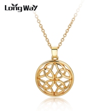 LongWay Necklaces women  Luxury Gold Color Hol Round Fer Necklaces & Pendants For Women Wedding Anniversary Jewelry SNE160003103 2024 - buy cheap