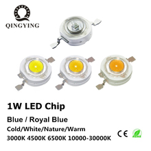 Diodo de luz de led de alta potência, chip smd de led com diodo emissor de luz, 10-1000 peças, 1w, branco quente real azul para lâmpada de holofotes diy 2024 - compre barato