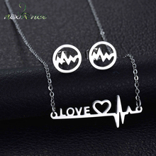 Nextvance Stainless Steel Heartbeat Earring Necklace Set Love Heart Letter Jewelry Set For Women Valentines Gift Collares 2024 - buy cheap