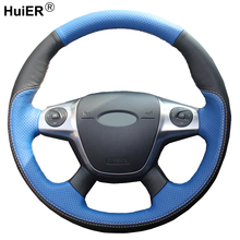 9 Styles Hand Sewing Car Steering Wheel Cover Suede Leather For Ford Focus 3 2012-2014 KUGA Escape 2013-2016 C-MAX 2011-2018 2024 - buy cheap