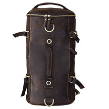 Multi-function Models Men's Genuine Leather Backpack Shoulder Bag Small Men Travel Backpack Bucket Bags Crazy Horse Leather Male 2024 - buy cheap