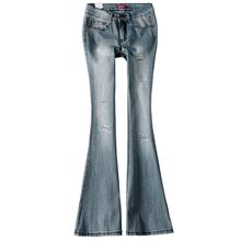 Vaqueros Vintage de talla grande para mujer, Jeans de cintura media con diamantes acampanados, Jeans Retro ajustados de pierna ancha para otoño 2024 - compra barato