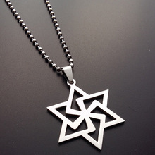 Nuevo collar de símbolo mágico de estrella de seis puntas hexagonal triangular superpuesto redondo geométrico collar con emblema de Israel de acero inoxidable 2024 - compra barato