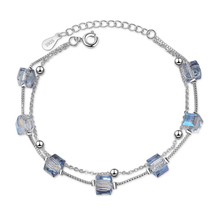 Everoyal pulseira de cristal feminina, bracelete quadrado para meninas, acessórios de pulso banhado a prata da moda, bijuteria feminina 2024 - compre barato