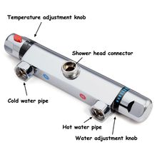 Grifo termostático de latón cromado para baño, mezclador de doble manija, montado en la pared, frío/caliente 2024 - compra barato