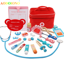 Conjunto de médico de brinquedo para crianças, enfermeira, brinquedo médico de madeira para educação 2024 - compre barato