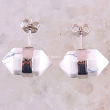 Free Shipping Fashion Jewelry Natural Stone Beads White Howlite Earrings 1Pair U307 2024 - buy cheap