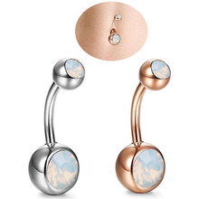 Charming Body Jewelry Piercing Ombligo 14G Opal Gem Navel Belly Button Rings Piercing Bar Women Trendy Jewelry 2024 - buy cheap