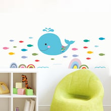 Undersea big whale Bubble Wall Sticker Cartoon Wall Sticker For Kids Rooms Bathroom Home Decor Nursery quarto Decals Poster 2024 - buy cheap