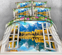 Custom size 3D Bedding Set Twin Full queen sheet set	Duvet Cover Pillowcase bed cover California king Balcony scenery decorate 2024 - buy cheap