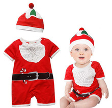 Hooyi Christmas Baby boys Rompers Hat Sets Short Sleeve Santa Snowman X'mas Gift Baby Clothes baby costumes 2024 - buy cheap