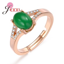 Elegant Trendy Unique Design Prong Setting Open Rings Rose Gold Adjustable Size Green Opal Big Promotions High Quality 2024 - buy cheap