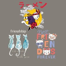 Cartoon Cat Parches Iron On Stickers Washable Appliques A-level Patches Japan Style Heat Transfer For DIY T-shirt Clothes Decor 2024 - buy cheap
