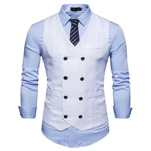 Men's Classic Double Breasted White Suit Vest Gilet Costume Homme 2021 Brand New Slim Wasitcoat Men Business Wedding Tuxedo Vest 2024 - buy cheap