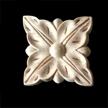 5X5CM Decorative Wood Corner Flower Carved Unpainted Wood Decal Applique Furniture Square Box Home Decoration Accessories Craft 2024 - buy cheap