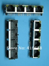 24 piezas de 4 puertos RJ45 red modulares PCB Jack 56 8 P LAN conector apantallado con lámpara LED entrada lateral 2024 - compra barato