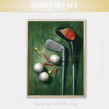 Excellent Artist Hand-painted High Quality Golf Clubs Oil Painting on Canvas Special Fine Art Golf Ball and Club Oil Painting 2024 - buy cheap