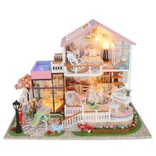 Casa de boneca artesanal em miniatura, casa de madeira para bebês, modelos de montagem, mobiliário para casa de bonecas, presente de aniversário, decoração de natal 2024 - compre barato