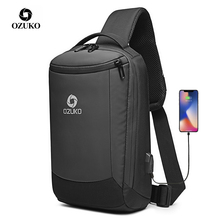 OZUKO New Men's USB Charging Chest Bag Water Repellent Crossbody Bag Male Large Capacity Shoulder Bag Short Trip Messengers Bags 2024 - buy cheap