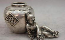 song voge gem S1553 China White Copper Silver Tang Dynasty poet li po Statue Wine jar Tanks Pot 2024 - buy cheap