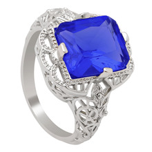 Rótulo luxo luxo quadrado oco azul royal amarelo grande quadrado promessa anéis de casamento para mulheres joias da moda presente de aniversário 2024 - compre barato