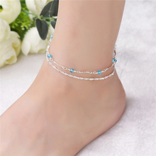 Fashion Double Layer Chain Anklet Bracelet 925 Silver Anklets Bracelet For Women Foot Jewelry Anklet On Foot 5B089 2024 - buy cheap