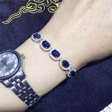 KJJEAXCMY fine jewelry 925 Pure silver inlay natural sapphire simple female style bracelet lady 2024 - buy cheap