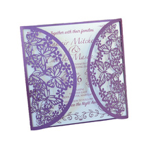 Purple laser cut butterfly wedding invitation card elegant 2024 - buy cheap