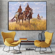 Native  Indian Posters and Prints Horse Portrait Oil Painting on Canvas Scandinavian Wall Art Picture for Living Room 2024 - buy cheap