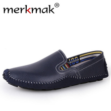 Merkmak sapato de couro genuíno masculino, sapato merkmak de couro macio para dirigir, feito a mão, tamanhos grandes 38 a 47, mocassins para homens 2024 - compre barato