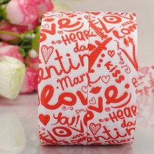 Libre shipping50 yardas 1 "25mm rojo diseño de amor estampado grosgrain cinta del Día de San Valentín cinta bricolaje decoración del partido 2024 - compra barato