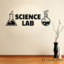 Ciência laboratório vinil adesivos de parede ciência sala de aula decoração decalque química arte adesivo decoração da sua casa quarto adesivo s564 2024 - compre barato