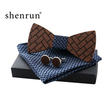 Мужской деревянный галстук-бабочка ShenRun, деревянный галстук-бабочка для свадебной вечеринки 2024 - купить недорого