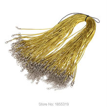 Cordas de couro 100mm 1.5mm, cordas de couro com cera de ouro, colar corda, fecho lagosta, acessórios para fazer joias 18 polegadas peças 2024 - compre barato