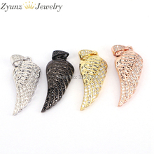 5PCS ZYZ175-9299 New fashion Micro Paved CZ stone feather pendant mix color angel wing zirconia pendant jewelry 2024 - buy cheap