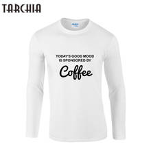 TARCHIA Autumn Mens T Shirts Fashion COFFEE Printed Long Sleeve Cotton T-Shirt Men Casual Brand Clothing Homme Male Tees Tops 2024 - buy cheap