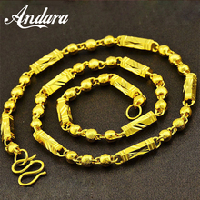 Collares de oro de 24K para hombre, de alta calidad, 6mm/7mm de ancho, 55/60cm, Color dorado, sin decoloración, cadena, regalos de joyería masculina 2024 - compra barato