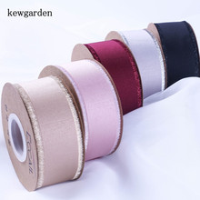 Kewgarden-cintas de grogrén de borde peludo, accesorios de lazo, cinta de satén hecha a mano, embalaje de 10 yardas, 1,5 ", 1", 25mm, 40mm 2024 - compra barato