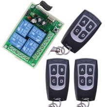 New 12 V 4CH Canal 433 Mhz Wireless Switch Controle Remoto Com 3 Transmissor