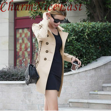 2018 British style Women Double Breasted Trench Coat Long Spring Autumn Outerwear Slim Fit Coat Feminino Abrigos Mujer 2024 - buy cheap