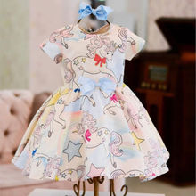 Новинка 2018, стильное детское платье с единорогом для маленьких девочек, платье для рождевечерние, нарядное Летнее Детское платье, сарафан, одежда 2024 - купить недорого