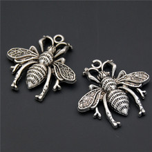 Pingentes de berloques para pulseiras a2334, 2 peças, abelha, inseto, pulseira prateada europeia, miçangas 2024 - compre barato