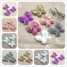 12pcs bling slap-up butterfly Non-woven patches glitter Felt Appliques for clothes Sewing Supplies DIY craft hair bow center 2024 - buy cheap