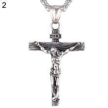 Collar con colgante de cruz de Jesús para hombre, joyería de cadena de acero inoxidable para Club, a la moda, nuevo 2024 - compra barato