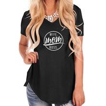 Новая модная женская футболка с коротким рукавом с надписью «Мама и босс» в стиле Харадзюку, женская футболка с v-образным вырезом в стиле панк 2024 - купить недорого