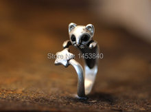 New Fashion Vintage Silver Adjustable knuckle Animal Retro Cute Kitty Cat  Wrap Ring Star Tail For Girls --Wholesale 12PCS/Lot 2024 - buy cheap