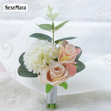 Цветок свадебного жениха SexeMara-бутоньерка, брошь, ручной корсаж, свидетель, бутоньерка для жениха, подружки невесты, жениха, цветы на запястье 2024 - купить недорого